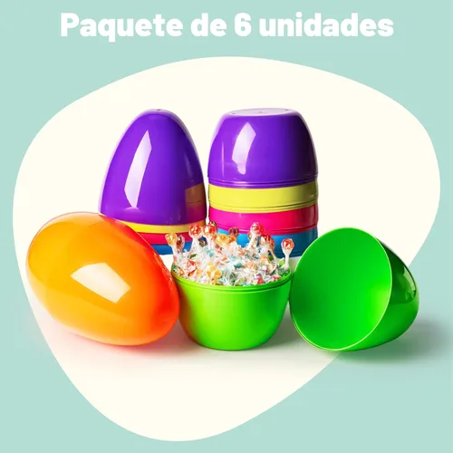 Vista 2 de JOYIN Huevos de Pascua gigantes de 10 pulgadas, 6 huevos gigantes de plástico brillante vacíos rellenables para relleno de Pascua, regalos