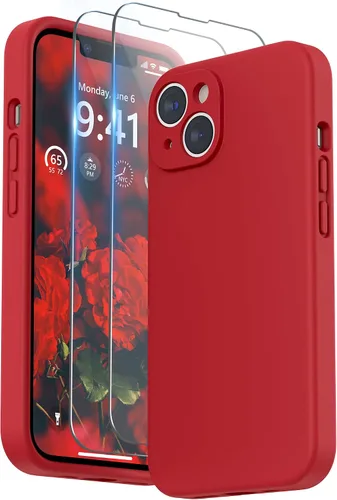 Vista 14 de SURPHY Funda para iPhone 14 Plus con Protector de Pantalla y Protección de Cámara, Funda de Teléfono de Silicona Líquida con Forro de Microfibra