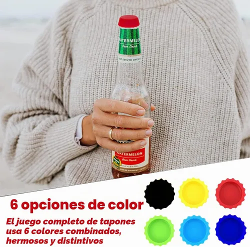 Vista 7 de Tapas para botellas, tapas de botellas de cerveza, de silicona, reutilizables, para refrescos, bebidas, HomeBrew, utensilios de cocina, evitar