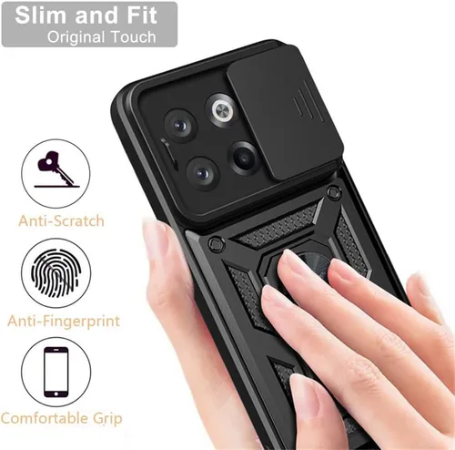 Vista 8 de Funda para OnePlus 10T 5G, Oneplus Ace Pro 5G, TPU + PC de grado militar, [soporte integrado] diseño de doble capa funda de protección resistente
