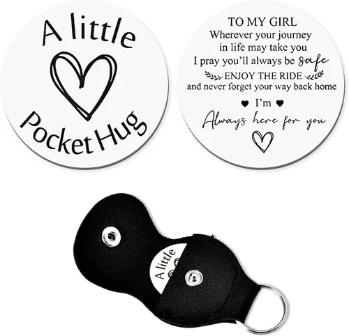 Vista 7 de Llavero de bolsillo con ficha de abrazo, regalos para mujeres y hombres, grabado, inspirador, boda, graduación, cumpleaños, regalos