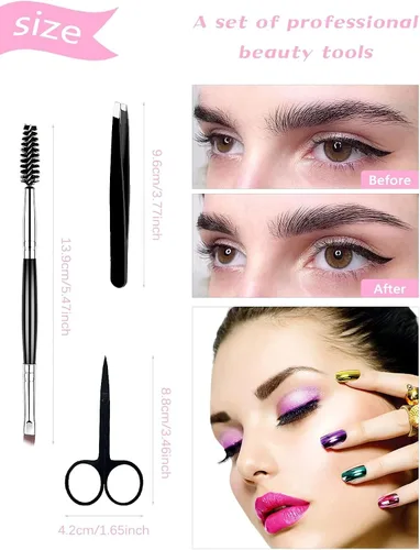 Vista 4 de EBANKU 7 Uds. Herramientas de cepillo de peine de pestañas, cepillo de cejas, peine separador de pestañas, herramienta profesional para cejas