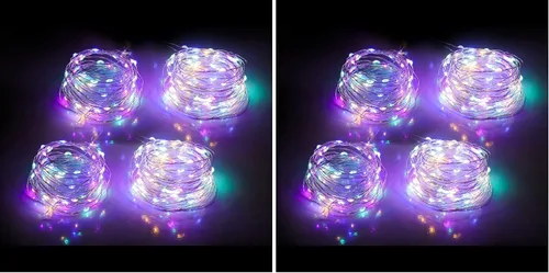 Vista 8 de Mandiq Paquete de 4 Luces de Hadas que Funcionan con Pilas, Cadena de Luces 10 pies 30 LEDs, Modo de Luz Intermitente y Constante, Mini Luces