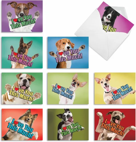 Vista 9 de The Best Card Company - 10 tarjetas de perro en blanco surtidas (4 x 5.12 pulgadas) - Adorables tarjetas de notas de animales en caja para todas
