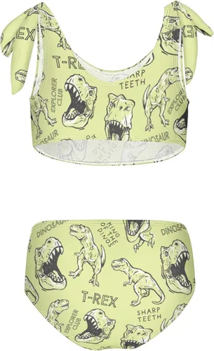 Vista 2 de CaTaKu Traje de baño de dos piezas para niñas, lindo conjunto de bikini tankini hawaiano para playa, traje de baño deportivo para niñas, talla 3-12T
