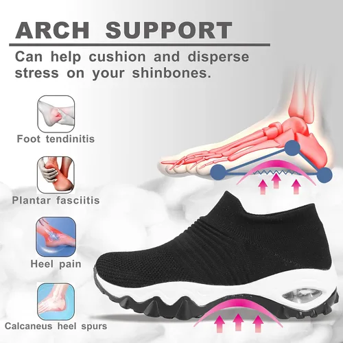 Vista 3 de ENOSKY Zapatos anchos para mujer, zapatos antideslizantes para mujer, zapatos de soporte de arco para mujer, zapatos deportivos hipersuaves