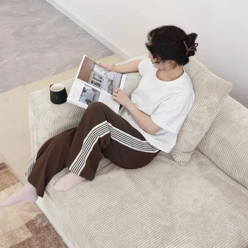 Vista 6 de JACH Sofás Seccionales de Pana para Sala de Estar, Sofá Seccional Modular con Otomanas Chaise, Fundas de Cojines Removibles, Sofá Cama Moderno
