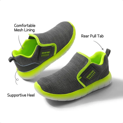 Vista 4 de DREAM PAIRS Zapatos deportivos para niños y niñas, tenis EZ-Ons MightyMovers para correr, atlético, descalzo, sin caída, tenis deportivos
