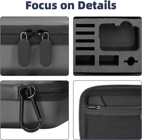 Vista 4 de Funda de transporte resistente al agua para DJI Osmo Action 6/5 Pro/4/3, funda rígida de viaje compatible con GoPro Max Hero 13/12/11/10/9/8/7