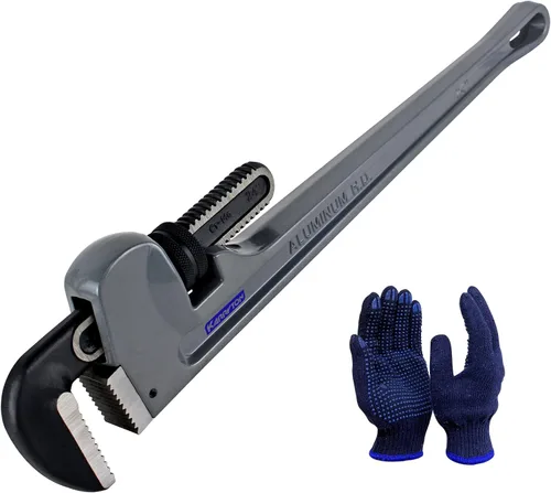 Vista 11 de Llave de tubo de aluminio de 10 pulgadas, 1-5/8"/41mm de abertura de mordaza Cr-Mo ajustable, llaves de fontanería de mango recto resistente