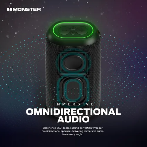 Vista 6 de Monster DNA Max - Altavoz Bluetooth portátil, altavoz portátil con sonido de 360 graves y almohadilla de carga inalámbrica certificada Qi de 10 W