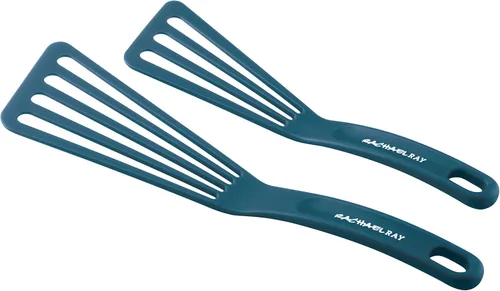 Vista 2 de Rachael Ray Herramientas y Utensilios de Cocina de Nailon / Espátula / Voltiadores para Pescado - Juego de 2 Piezas, Azul, Set de Espátulas de 25,4