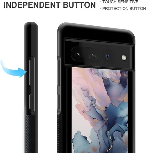 Vista 1702 de Compatible con Google Pixel 4A 5G Mobile Case Creative Acrylic Panel trasero Silicona Protección Grip especialmente diseñado para Google Pixel 4A 5G
