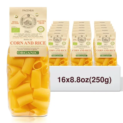 Vista 10 de Morelli Paccheri Pasta orgánica, grande, sin gluten hecha de maíz y arroz, pasta sin gluten de Italia, pasta gourmet italiana, 8.8 onzas