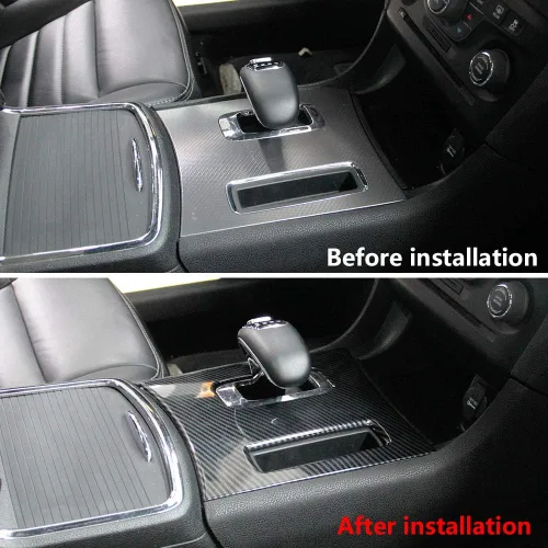 Vista 4 de crosselec Ajuste central del panel de cambio de engranajes de fibra de carbono para Dodge Charger 2011-14