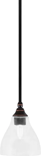 Vista 68 de Toltec Lighting Tallo Colgado Mini colgante, acabado de cobre negro, 3.5" cuadrado humo burbuja vidrio