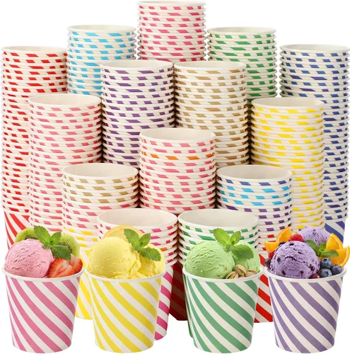 Vista 8 de Zeyune 500 vasos de papel para helado, cuencos desechables de 5 onzas para helado de postre, yogur congelado, sarga, aperitivos, sopa, alimentos