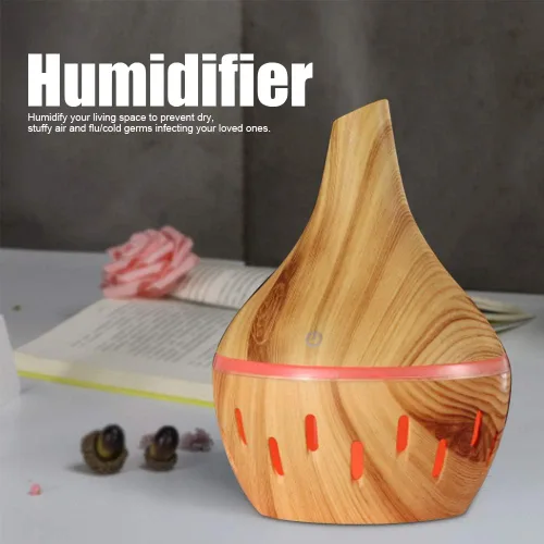 Vista 8 de USB Mini humidificador de aire 10.1 fl oz aroma difusor de aceite esencial con 7 luces LED cambiantes dormitorio