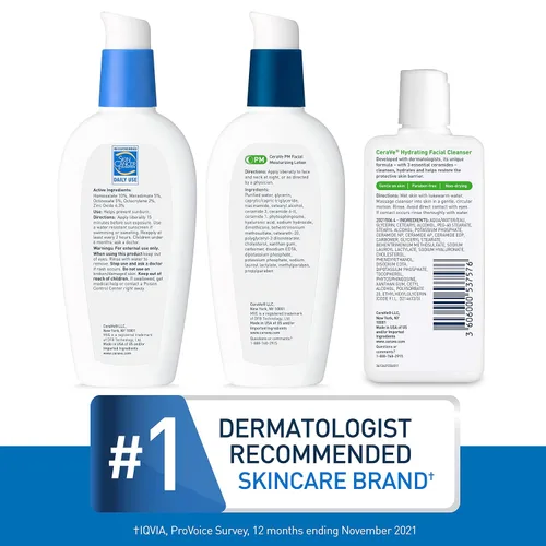 Vista 6 de CeraVe Rutina de Cuidado Facial AM Hidratante con SPF, PM Hidratante Facial y Limpiador Facial Hidratante para Mañana y Noche Artículos de Aseo
