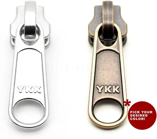 Vista 5 de CRAFTMEMORE Paquete de 10 cabezales de cremallera YKK con grifo de tracción de 1-1/4 pulgadas para dientes de metal, cinta PTZL
