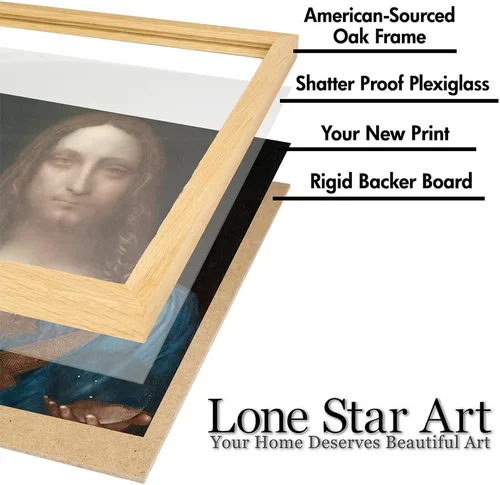 Vista 5 de Salvator Mundi - Póster enmarcado de 11 x 14 pulgadas, retrato cristiano de Leonardo da Vinci, pintura al óleo, Jesucristo Salvador del mundo. Obra