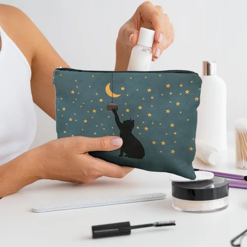 Vista 2 de Bolsa de maquillaje de gatos, regalos para amantes de los gatos para mujeres, regalos de gatos, bolsa de cosméticos para gatos, regalos de gatos