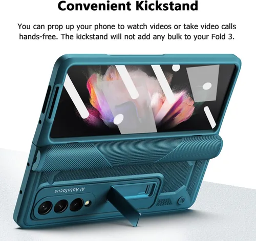 Vista 4 de Miimall Funda para Samsung Galaxy Fold 3 con protección de bisagra, protector de pantalla integrado Kickstand Magnetic Hinge Cover Full Body PC