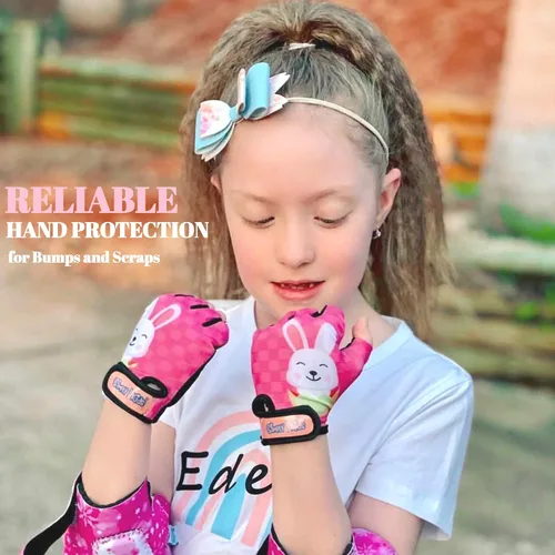 Vista 2 de Guantes de bicicleta para niños equilibrados, bicicleta de montaña, ciclismo I, transpirables, sin dedos, guantes de ciclismo con cojines extra