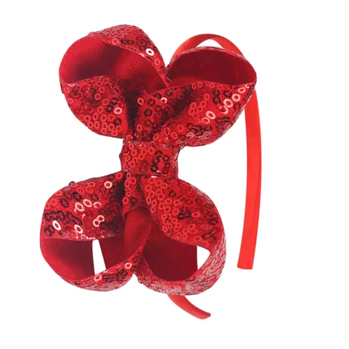 Vista 9 de Diademas con lazo para el pelo con lentejuelas brillantes, lazos de cinta para niñas, niños y mujeres (negro)