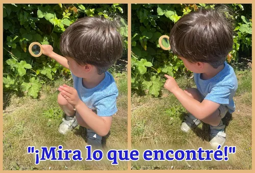 Vista 6 de Lupa de madera para niños, juguete de aventura de aprendizaje Montessori de madera - Aprende y explora - Lupa de madera
