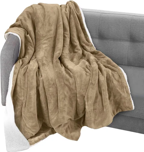 Vista 48 de Elegant Comfort Manta, Manta Reversible de Franela Sherpa, Ultra-Suave, Mullida, Acogedora y Afelpada - Manta Decorativa Ligera para Todas las Gris