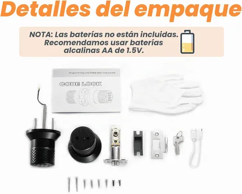 Vista 8 de Cerradura de pomo de puerta con teclado, pomo de puerta de entrada sin llave con mango antideslizante, bloqueo automático, pomo de puerta Negro