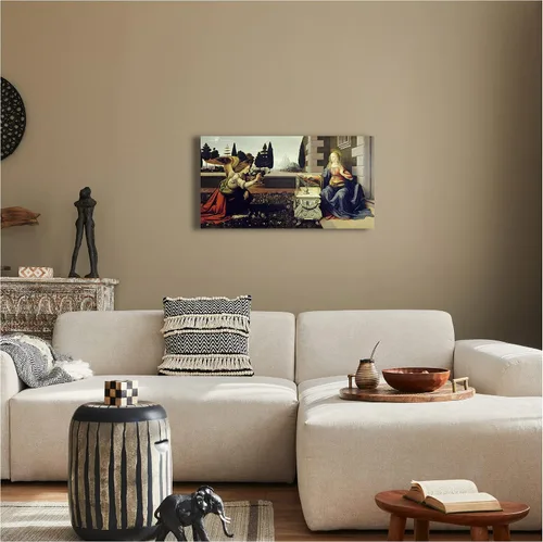 Vista 5 de Anunciación de Leonardo da Vinci Reproducciones de arte clásico, impresiones en lienzo giclée para decoración del hogar, 16 x 30 pulgadas