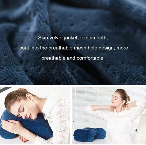 Vista 5 de WOWSEA Almohada suave con forma de dona, almohada ergonómica de algodón con memoria para dormir, almohada de siesta de escritorio de rebote lento