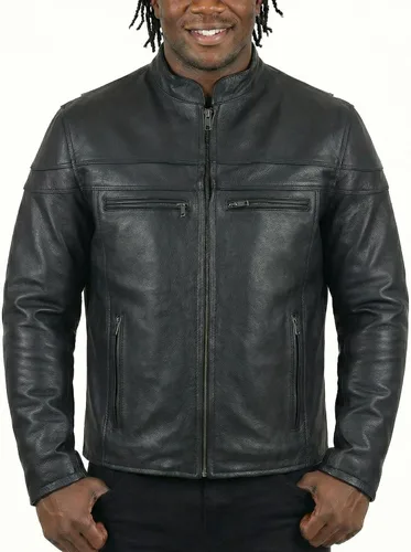 Vista 4 de Vance Leather Chaqueta Racer de cuero prémium con rejillas de ventilación para hombre