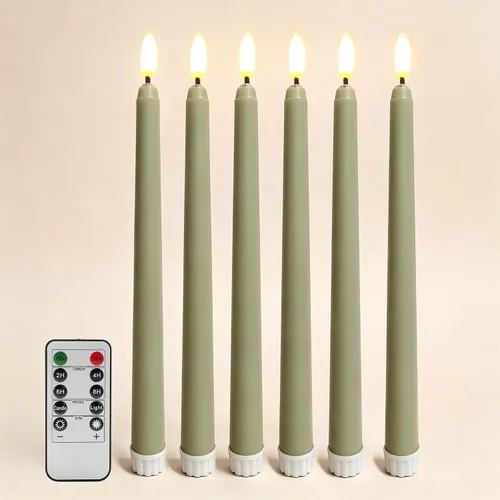 Vista 19 de Velas cónicas sin llama negras con control remoto, velas LED parpadeantes que funcionan con pilas, juego de 6 Nuevo Negro