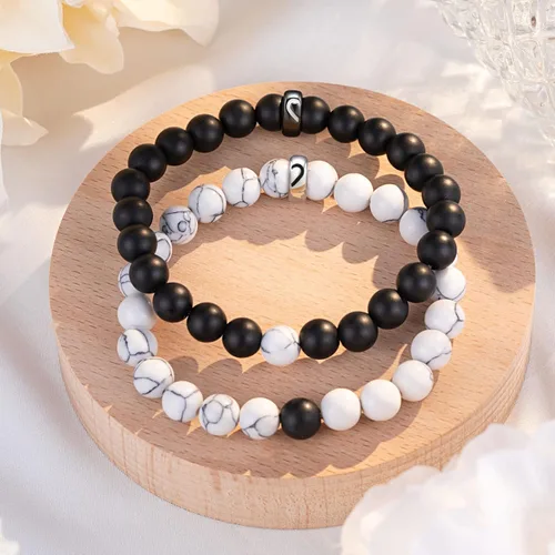 Vista 5 de UNGENT THEM Pulseras de anillo a juego para parejas, regalos para novio, marido, prometido, alma gemela, novia, esposa, día de San Valentín