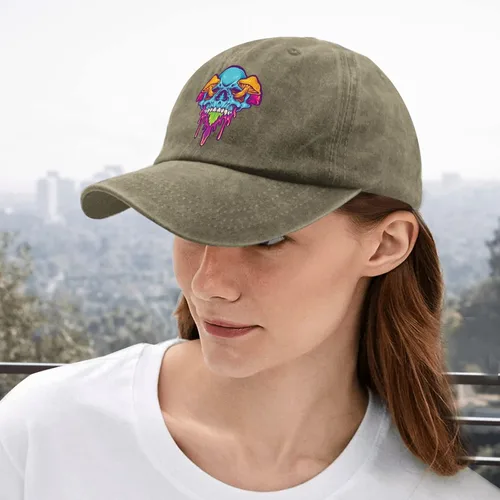 Vista 5 de devor Gorras de béisbol de hongo mágico con calavera psicodélica, divertida gorra de béisbol para hombres