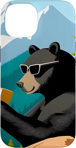 Vista 4 de iPhone 16 Bear Enjoying A Coffee Case