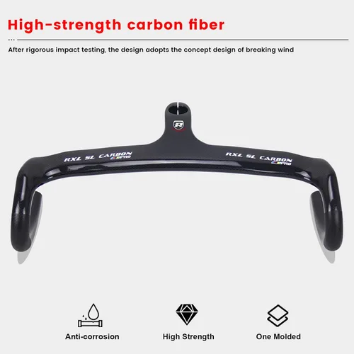 Vista 4 de Manillares de fibra de carbono RXL SL para bicicleta de carretera con vástago integrado, manillar de bicicleta de carretera integrado de carbono