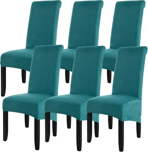 Vista 30 de ele ELEOPTION Fundas grandes de terciopelo y elastano para silla, fundas protectoras suaves y elásticas para silla, extraíbles y lavables para Negro
