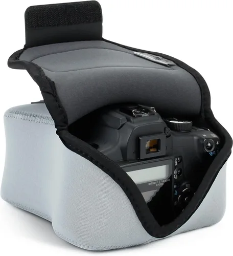 Vista 17 de USA GEAR Funda para cámara réflex digital con tecnología de DuraNeoprene, almacenamiento de accesorios y aberturas para correa – Funciona con Nikon