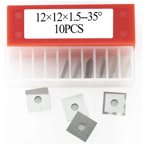 Vista 8 de 0.472 in Plaza Carburo Insertos Cortadores Cuchillos Cuchillos Cuchillos 12 × 12 × 0.059 in-35 ° para carpintería espiral/cepillo helicoidal Cabezal