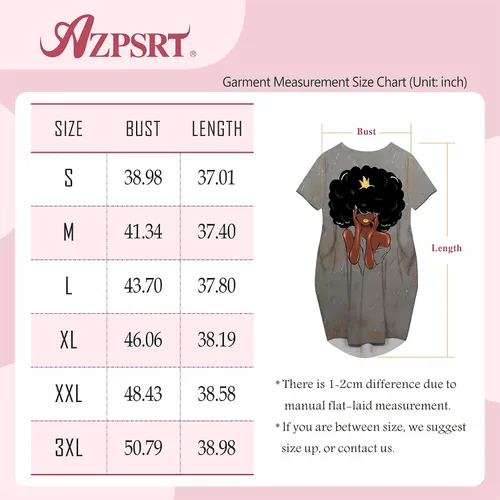Vista 4 de AZPSRT Vestido suelto casual con estampado de arte afroamericano para mujer