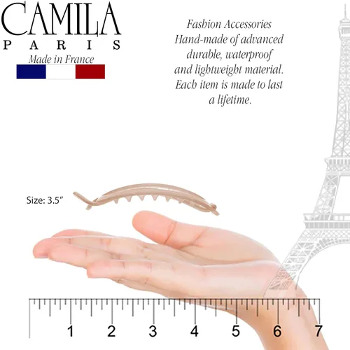 Vista 3 de Camila Paris CP2320 - Pinza de pasador de pelo francés, soporte flexible para cola de caballo sin piezas metálicas, pinzas de agarre fuerte