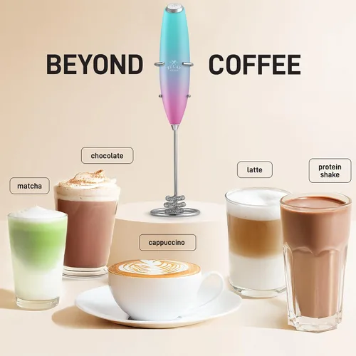 Vista 512 de Zulay Milk Boss Espumador de leche potente manual, hace espuma para latte, batidor para mezclar bebidas, café, miniespumador para capuchino, frappé