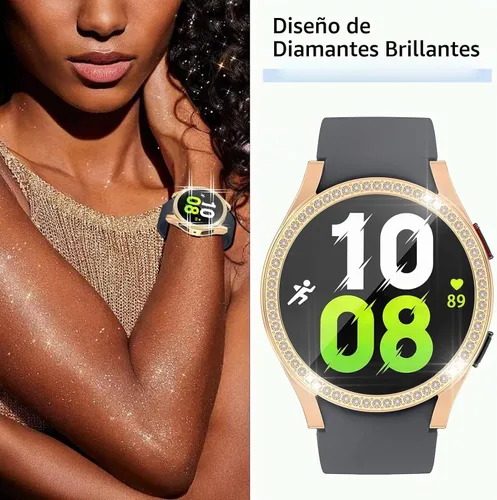 Vista 8 de RICHONE Compatible con Samsung Galaxy Watch 5 y Watch 4 y FE 40 mm Protector de pantalla Estuches de strass, Accesorios de cubiertas protectoras