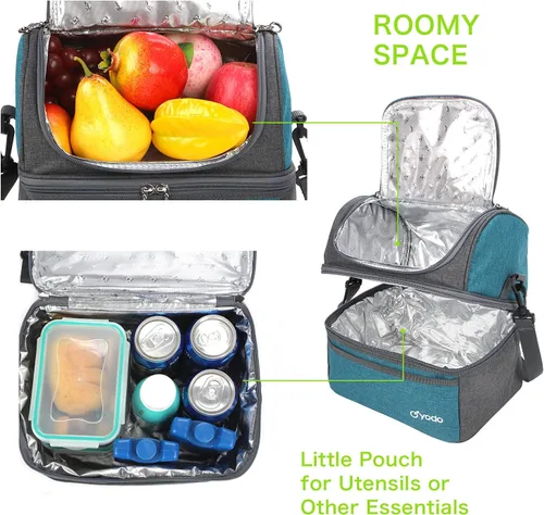 Vista 2 de yodo Bolsa de almuerzo grande de lujo de doble capa para mujeres y hombres adultos, ideal para la playa, picnic, viaje por carretera, preparación