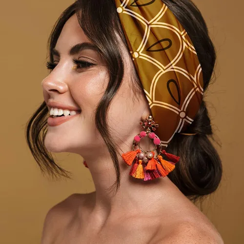 Vista 3 de Karma Diadema de teñido anudado arcoíris para mujer, ancha, diadema de tela y bufanda elástica para el cabello, multicolor