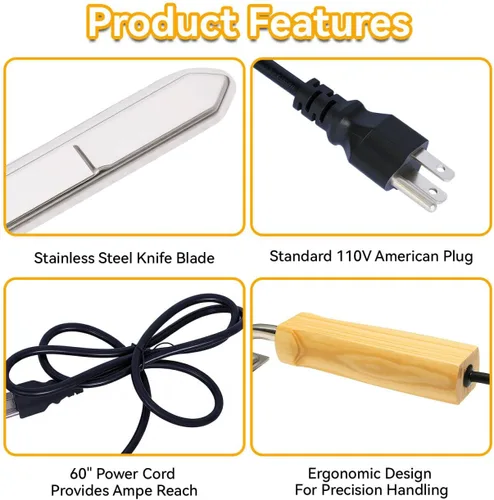 Vista 2 de BeeCastle Cuchillo eléctrico de destaponamiento de miel,Raspador eléctrico de acero inoxidable para destaponar miel,Cuchillo de extracción de miel